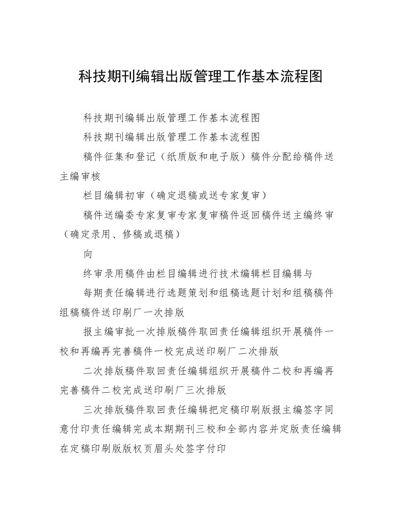 科技期刊编辑出版管理工作基本流程图