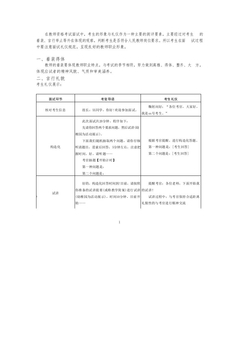 2023年教师资格考试面试礼仪