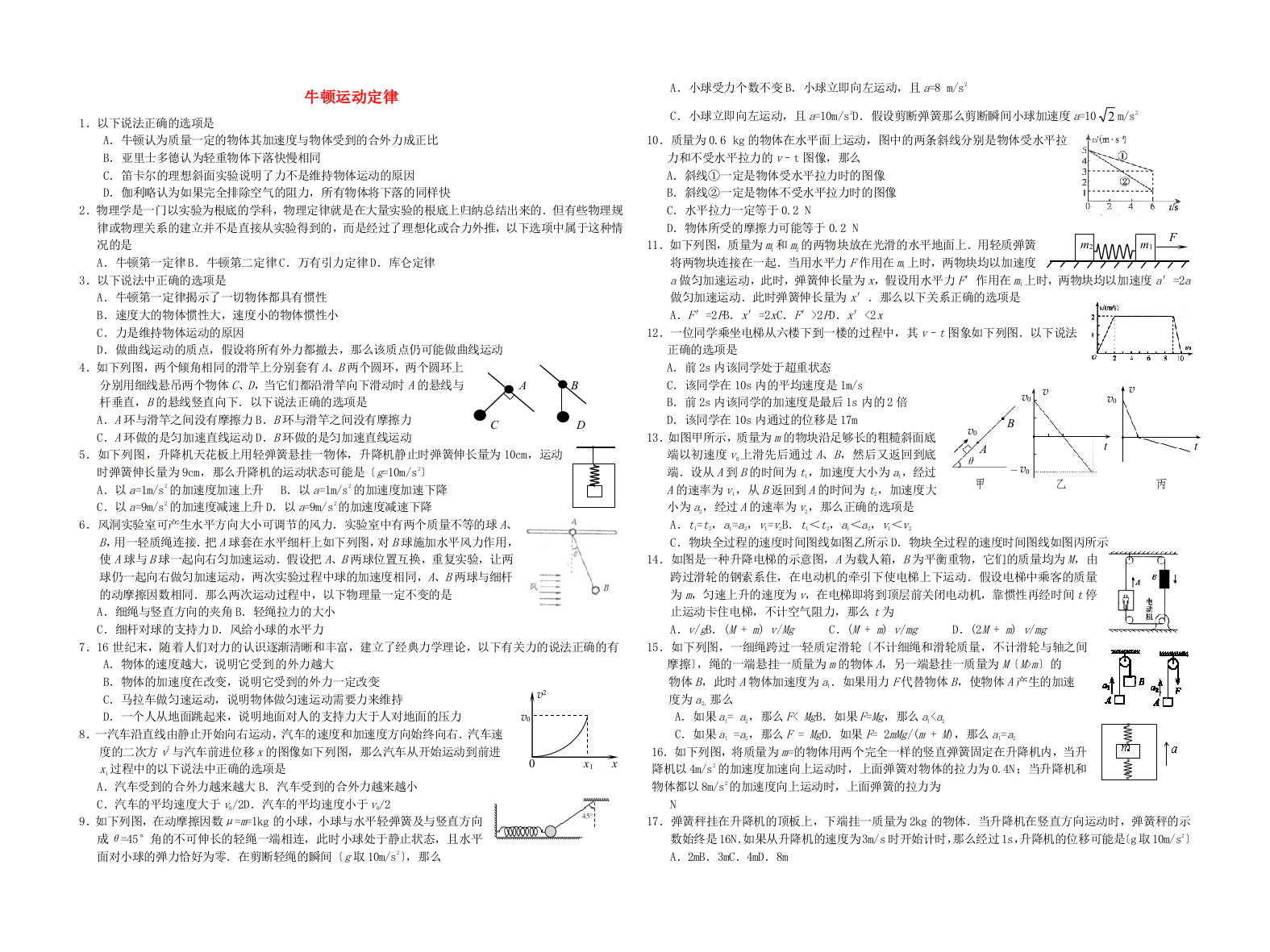 （高中物理）牛顿运动定律