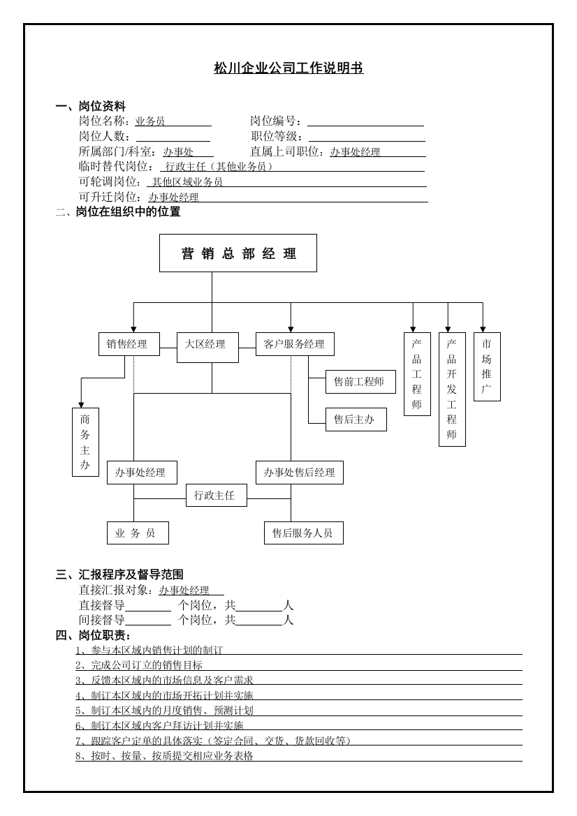 业务员工作说明书