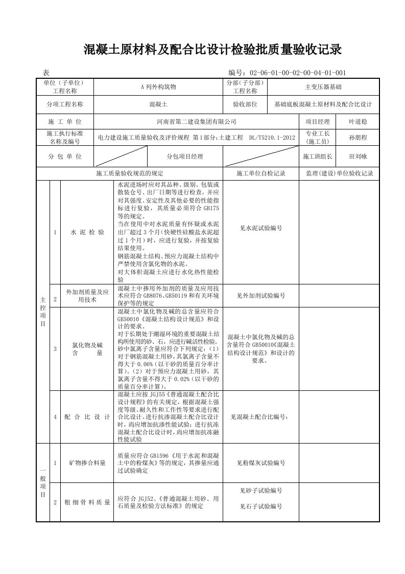 表51010混凝土原材料及配合比