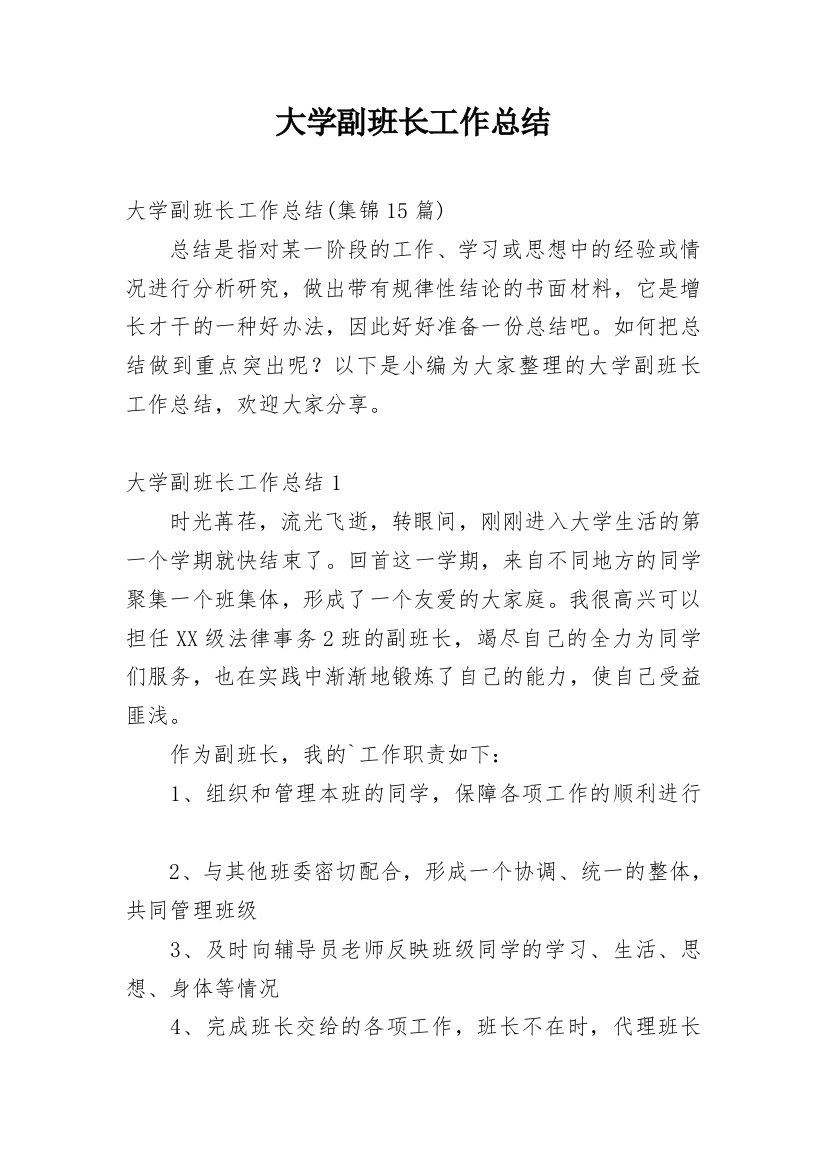 大学副班长工作总结_10