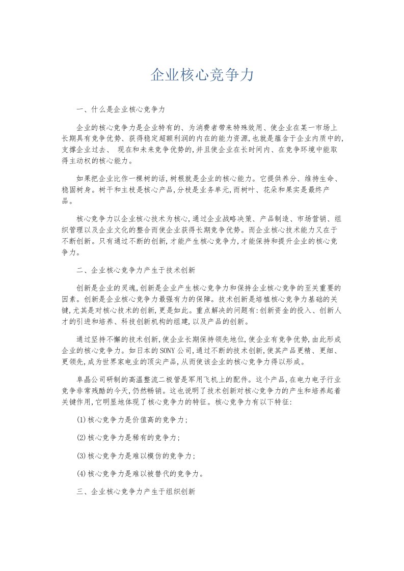 总结报告企业核心竞争力