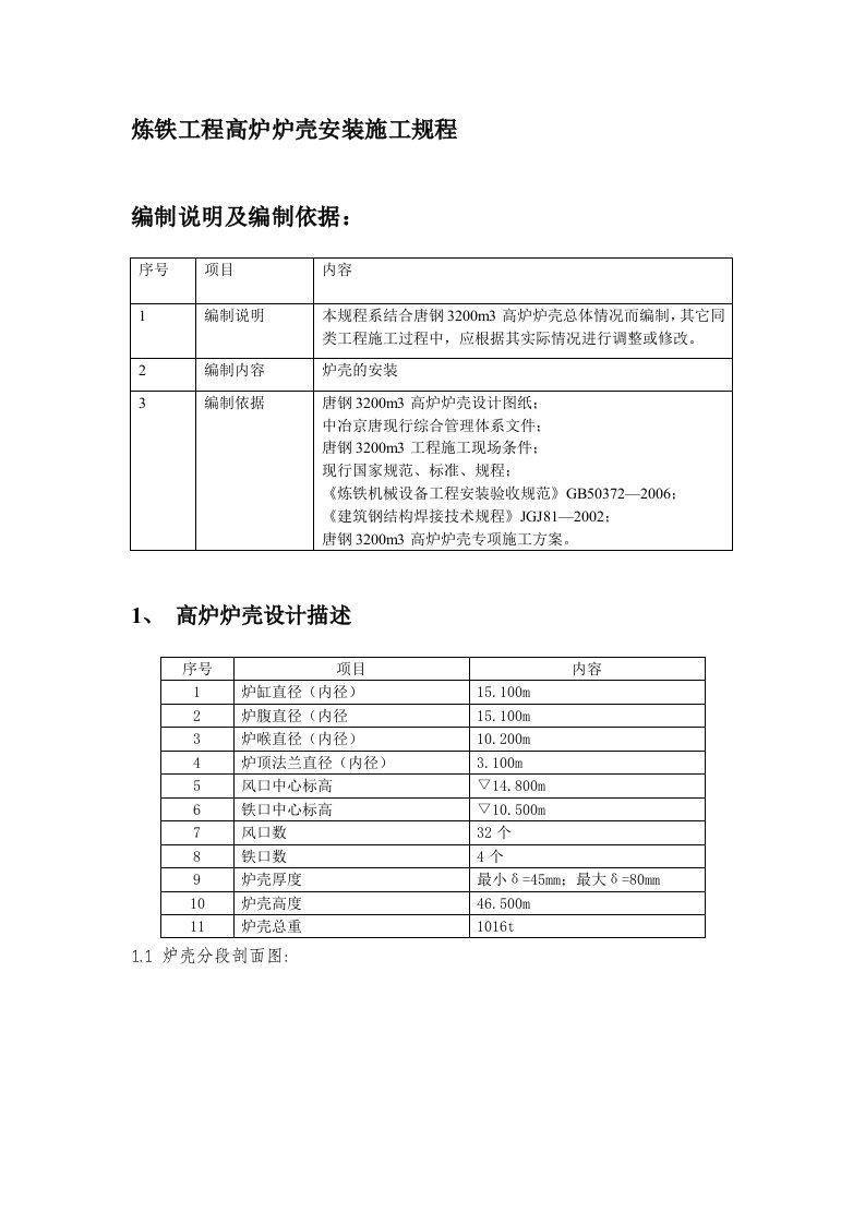 炉壳安装操作规程