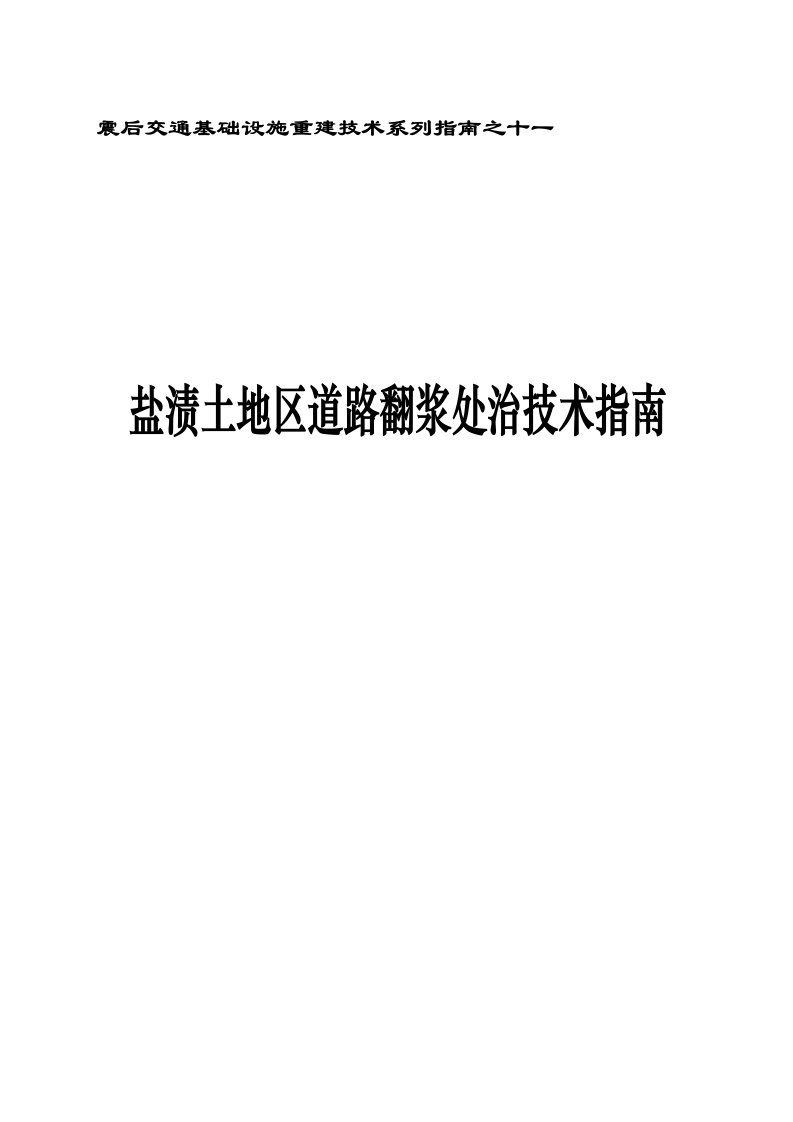 震后交通基础设施重建技术系列指南之十一