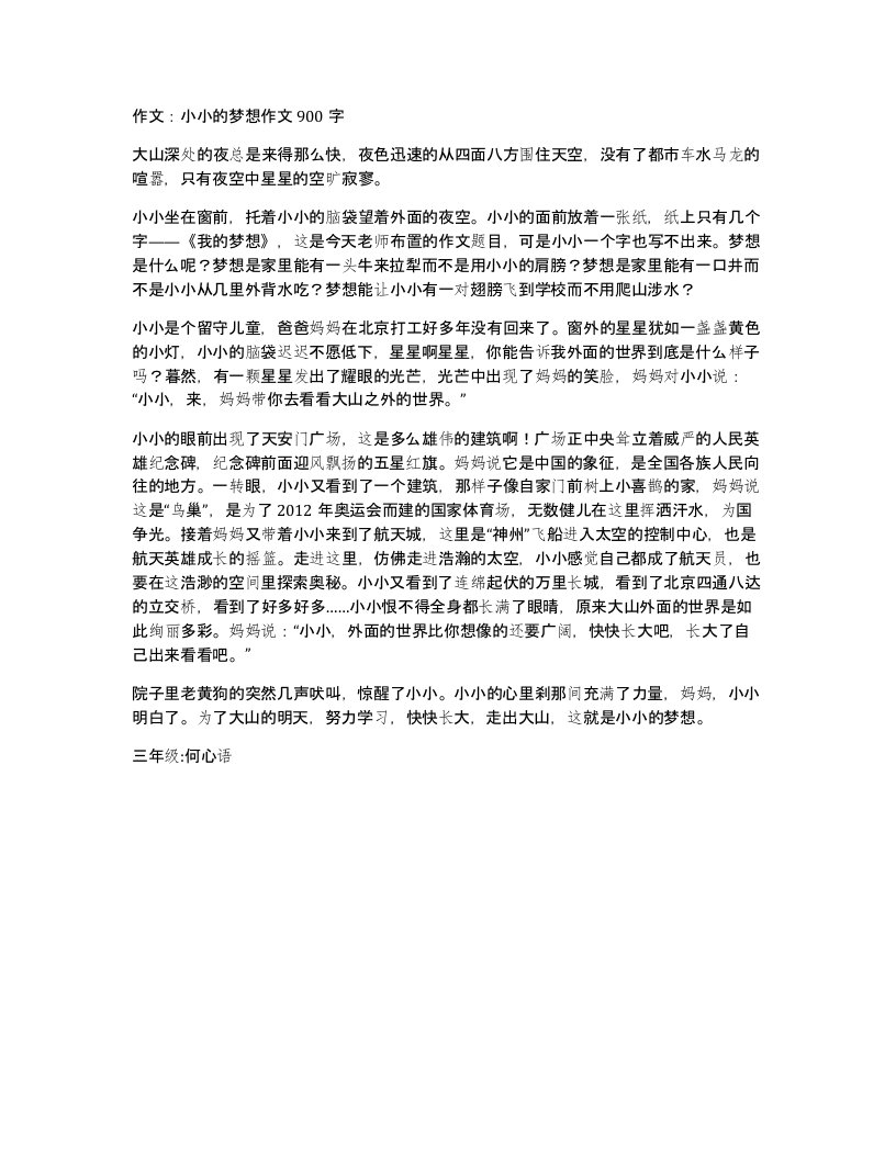 作文小小的梦想作文900字