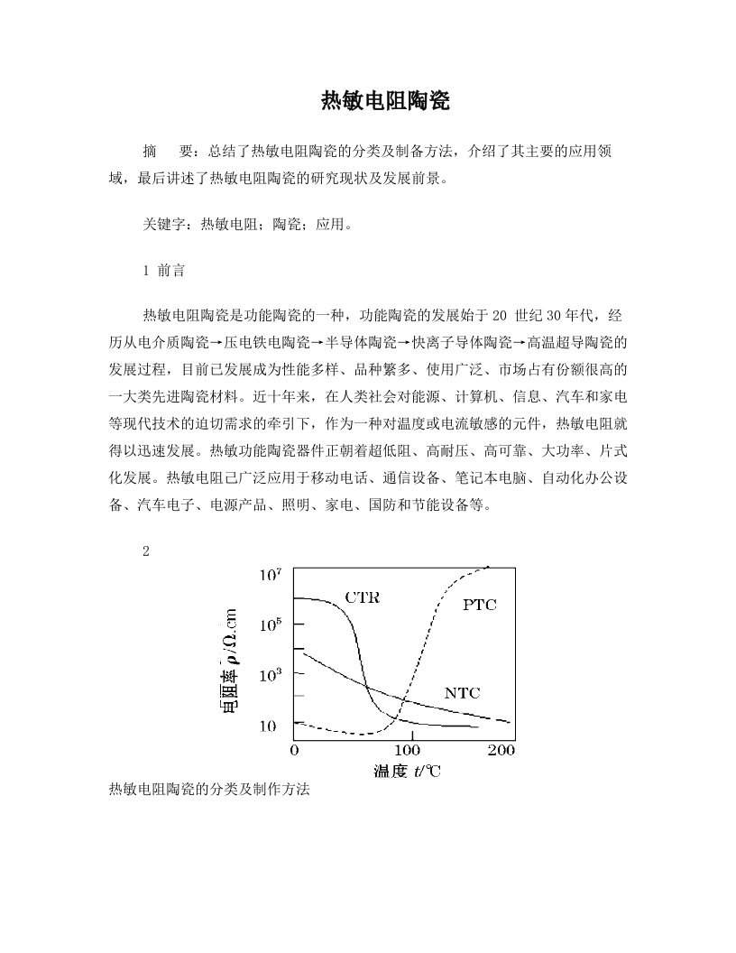 热敏电阻陶瓷的研究现状