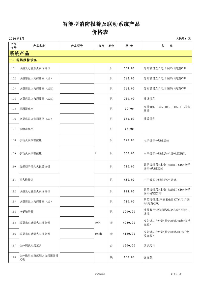 智能报警设备价格表