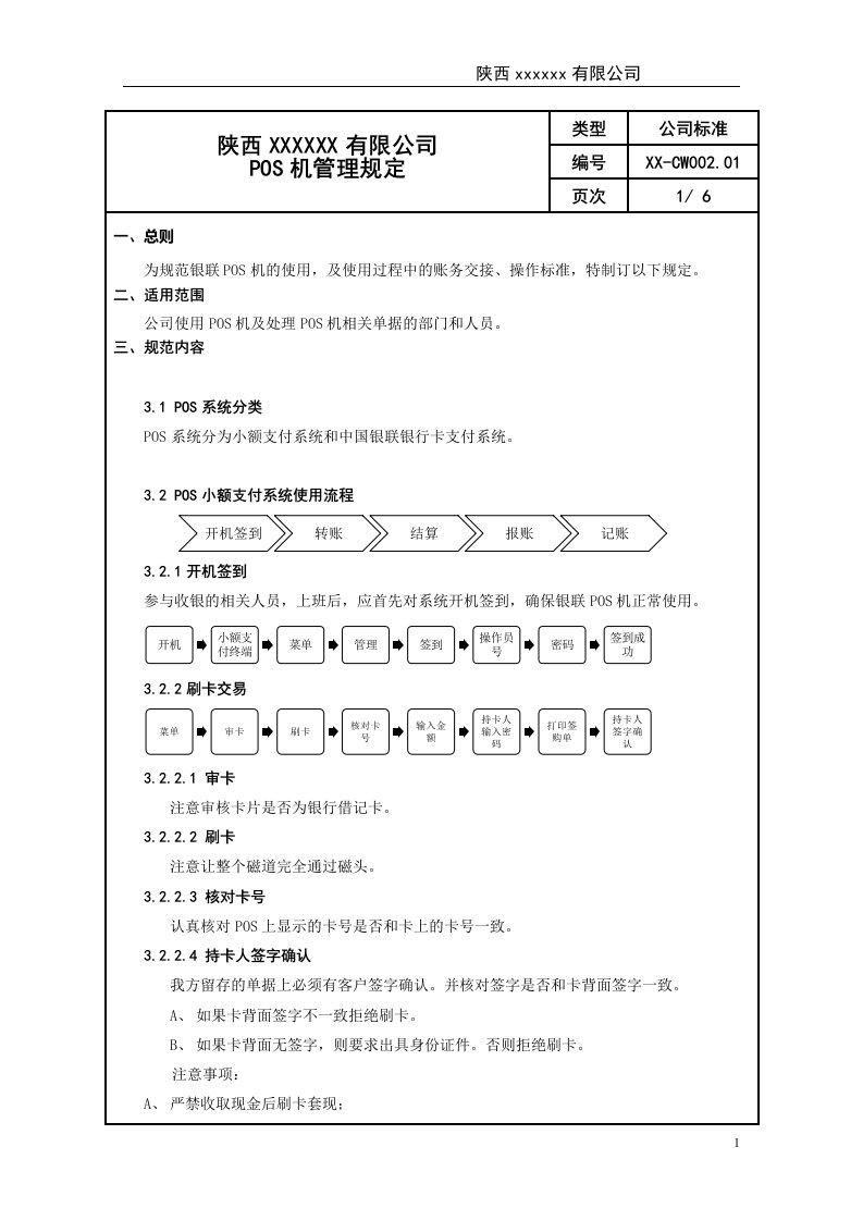 POS机管理规定