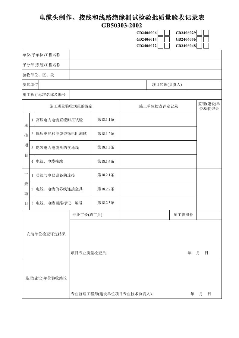 施工组织-5电缆头制作接线和线路绝缘测试GD0406014