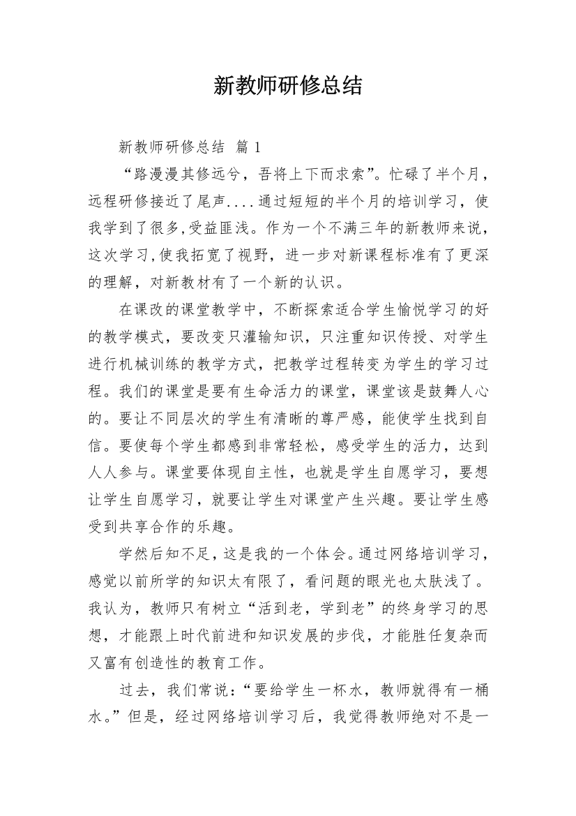 新教师研修总结