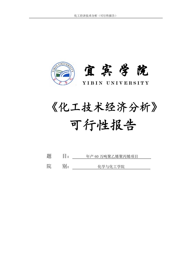 年产60万吨聚乙烯聚丙烯建设项目立项投资建设可行性研究论证报告