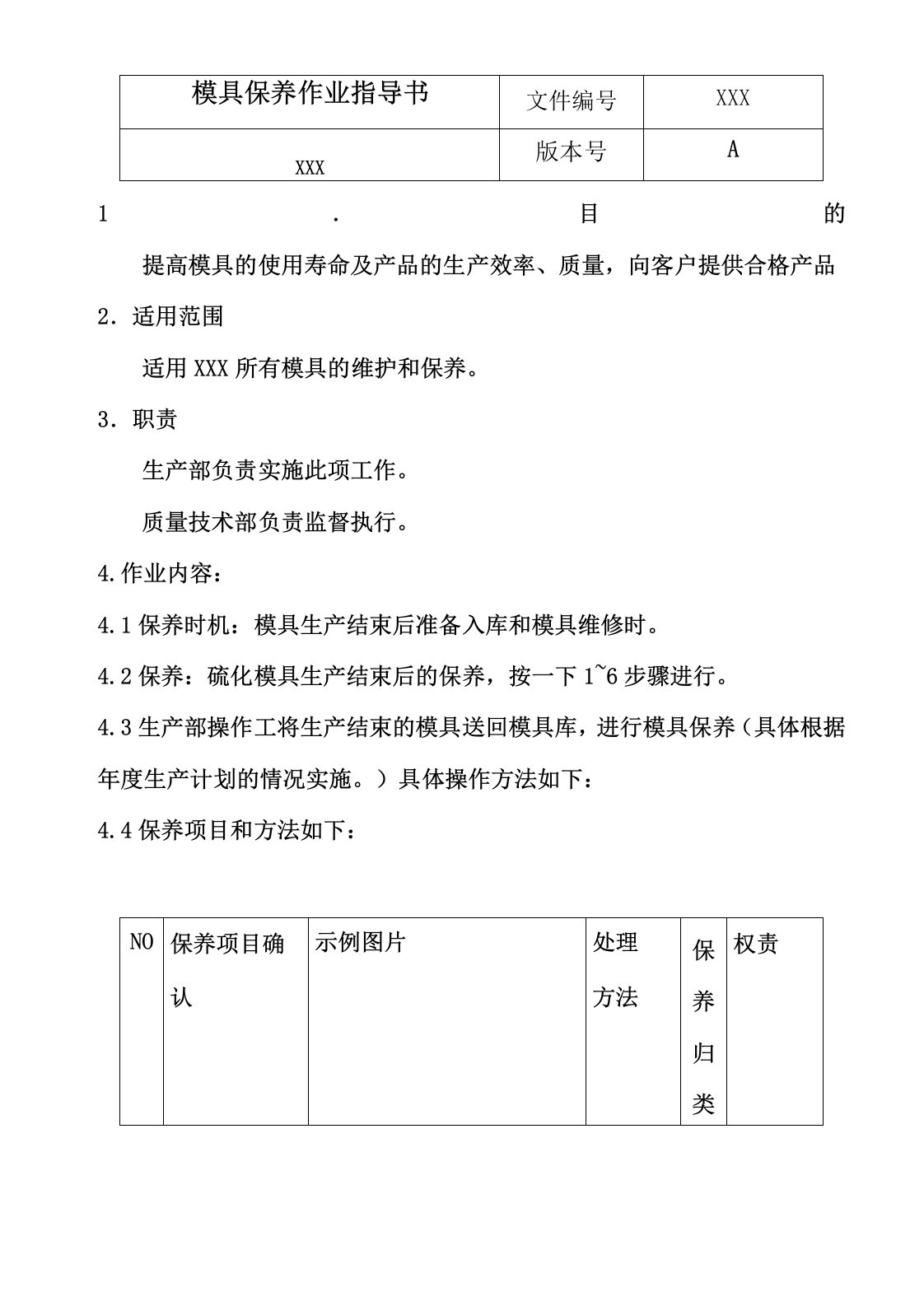 注塑、橡胶模具保养作业指导书