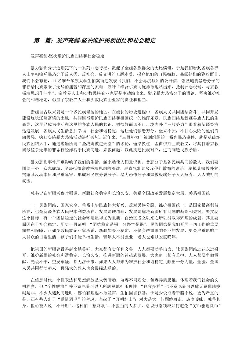 发声亮剑-坚决维护民族团结和社会稳定[修改版]