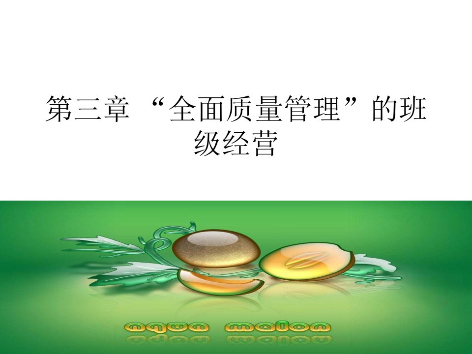 精选全面质量管理的班级经营教材