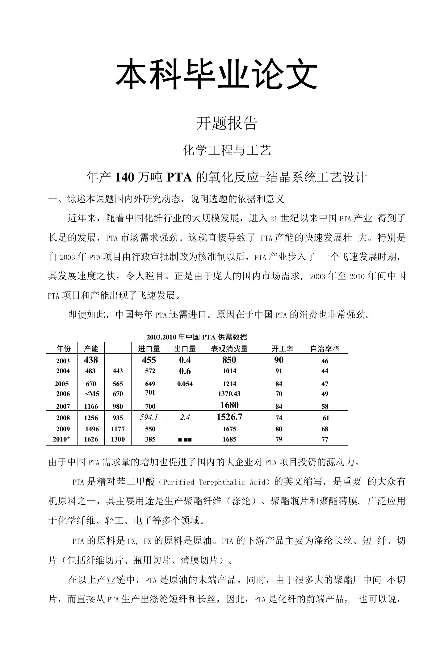 年产140万吨PTA的氧化反应-结晶系统工艺设计【开题报告