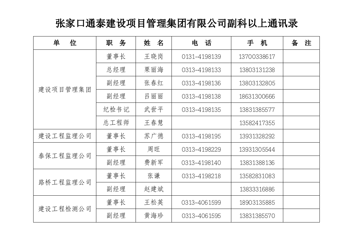 副科以上通讯录