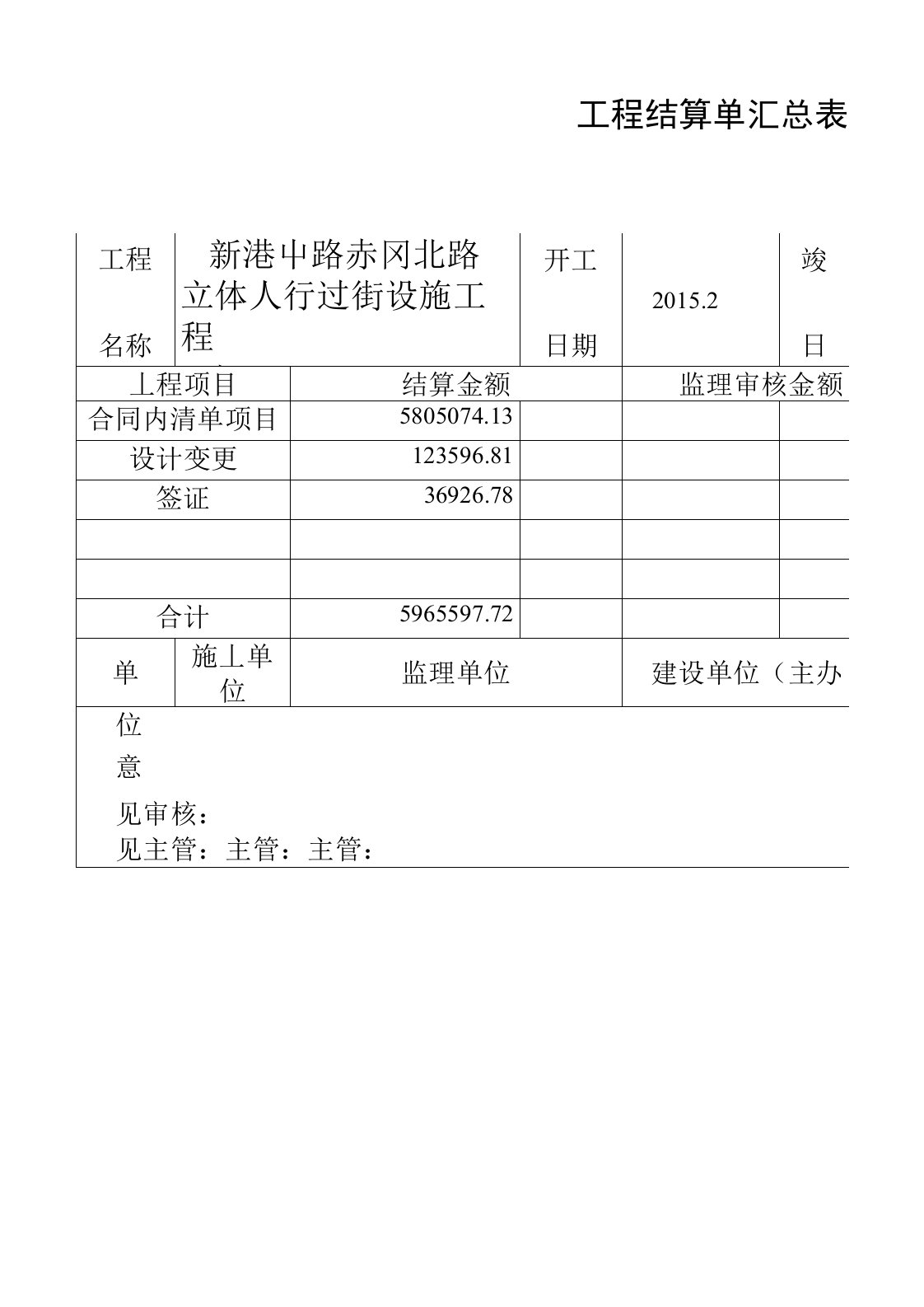 最完整的工程结算书(市政)