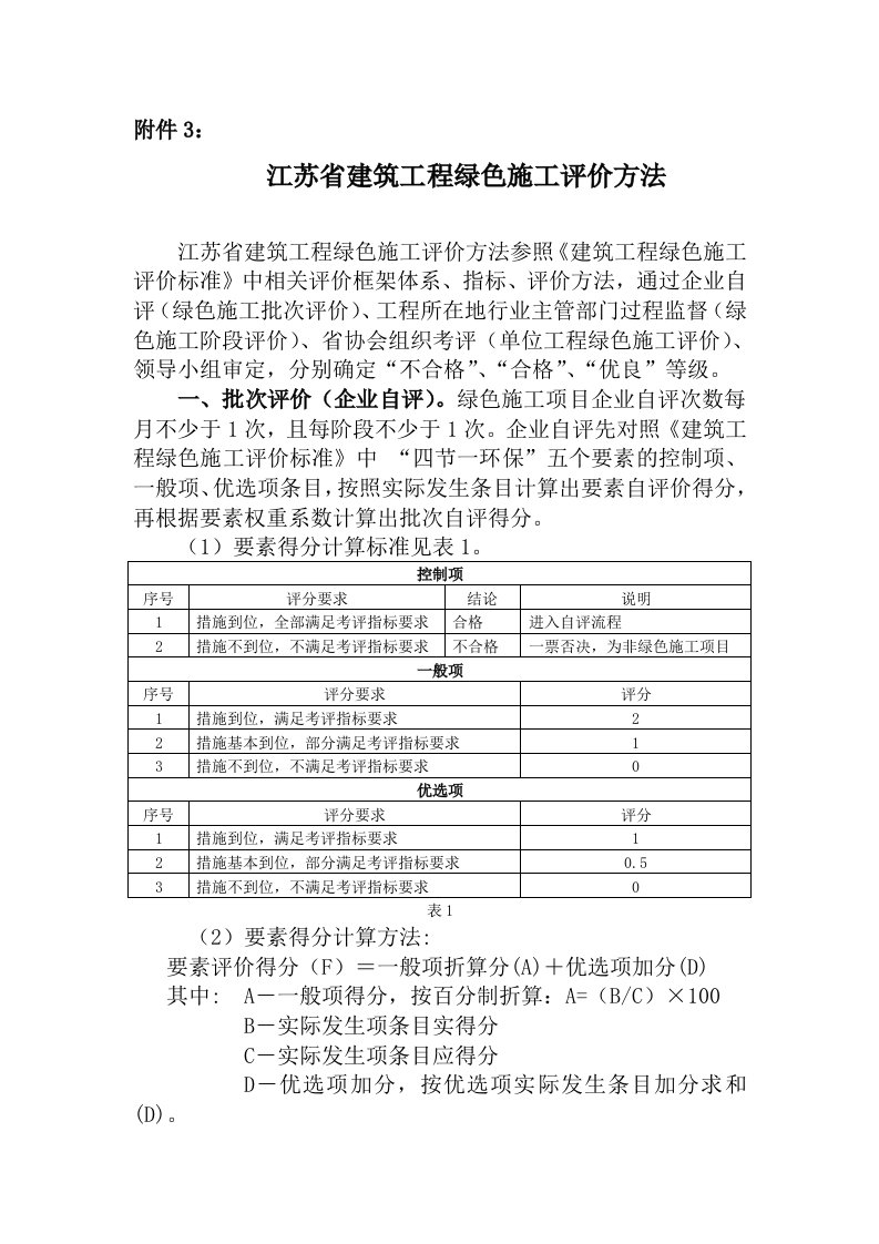 绿色施工评价方法