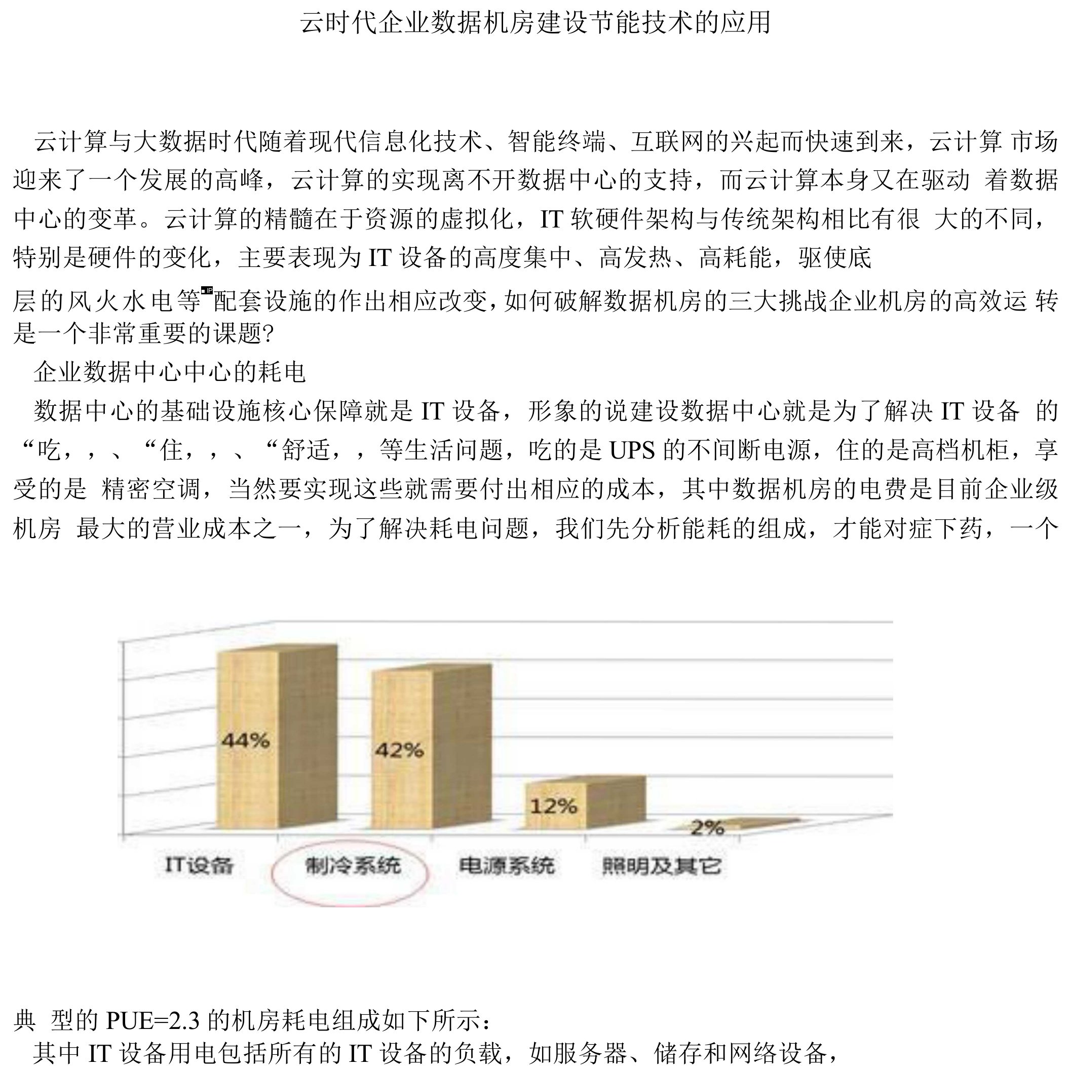 云时代企业数据机房建设节能技术的应用