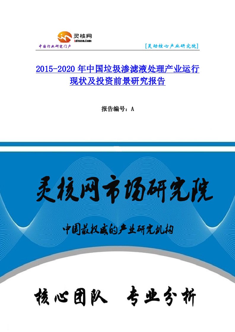 中国垃圾渗滤液处理行业市场分析和发展趋势研究报告灵核网