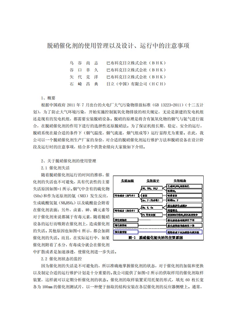 脱硝催化剂的使用管理以及设计运行中的注意事项-Hitachi