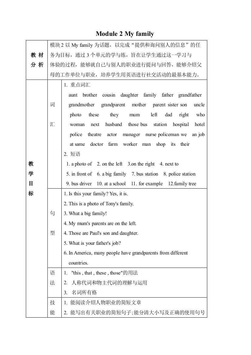 外研版七(上)教案Module2