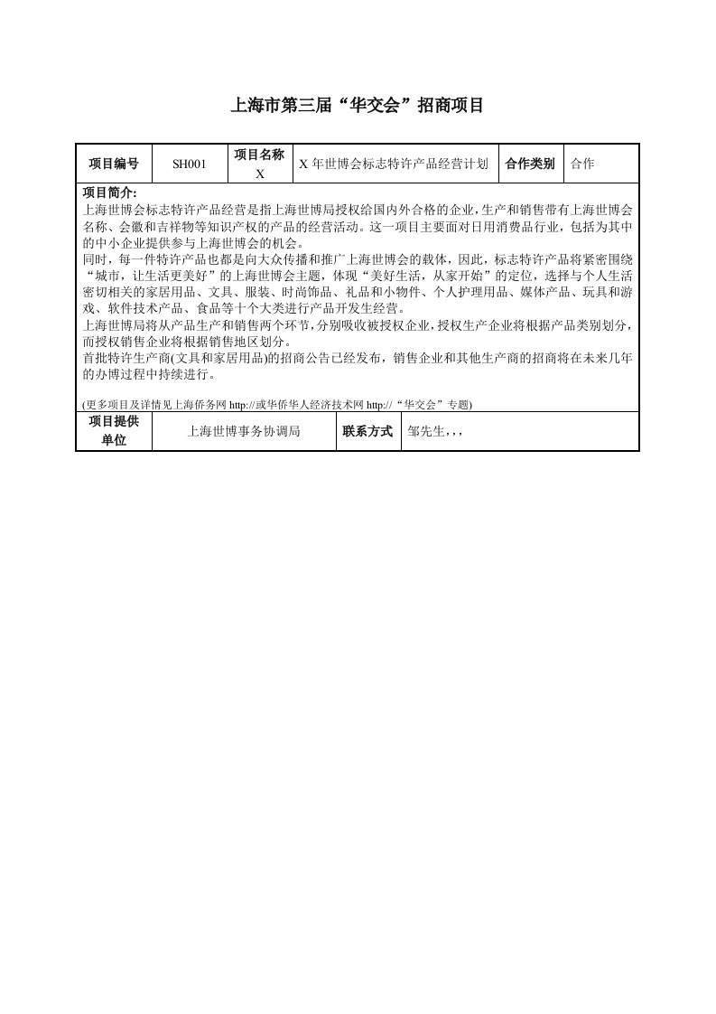 招商策划-合作、招商项目