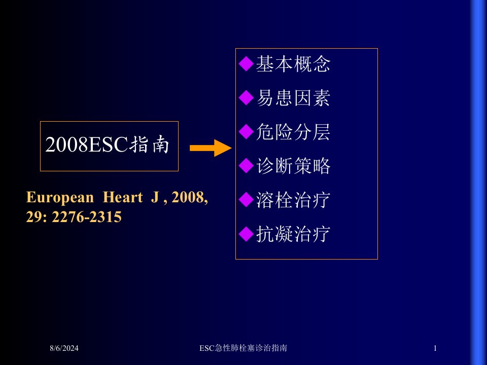 2021年2021年ESC急性肺栓塞诊治指南