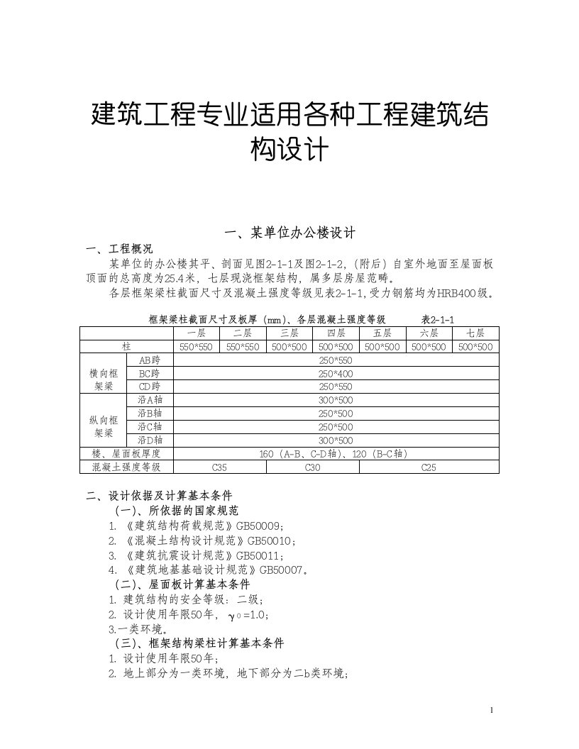 建筑工程专业适用各种工程建筑结构设计