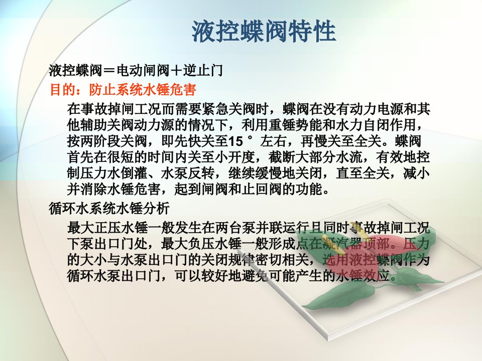 循泵液控蝶阀工作原理及维护ppt课件