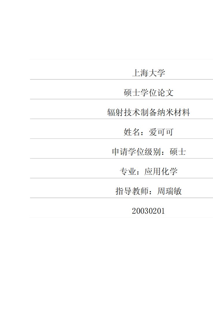 辐射技术制备纳米材料