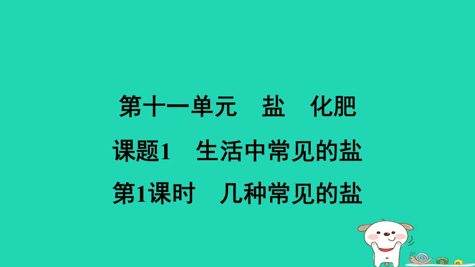 安徽省2024九年级化学下册第十一单元盐化肥课题1第1课时几种常见的盐课件新版新人教版