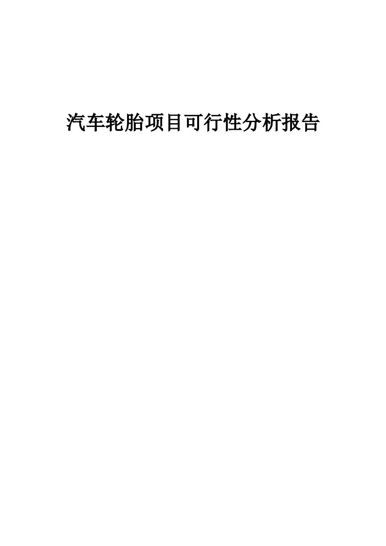 汽车轮胎项目可行性分析报告