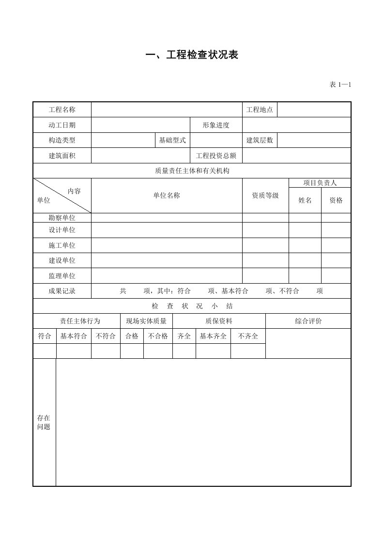 工程质量检查记录表