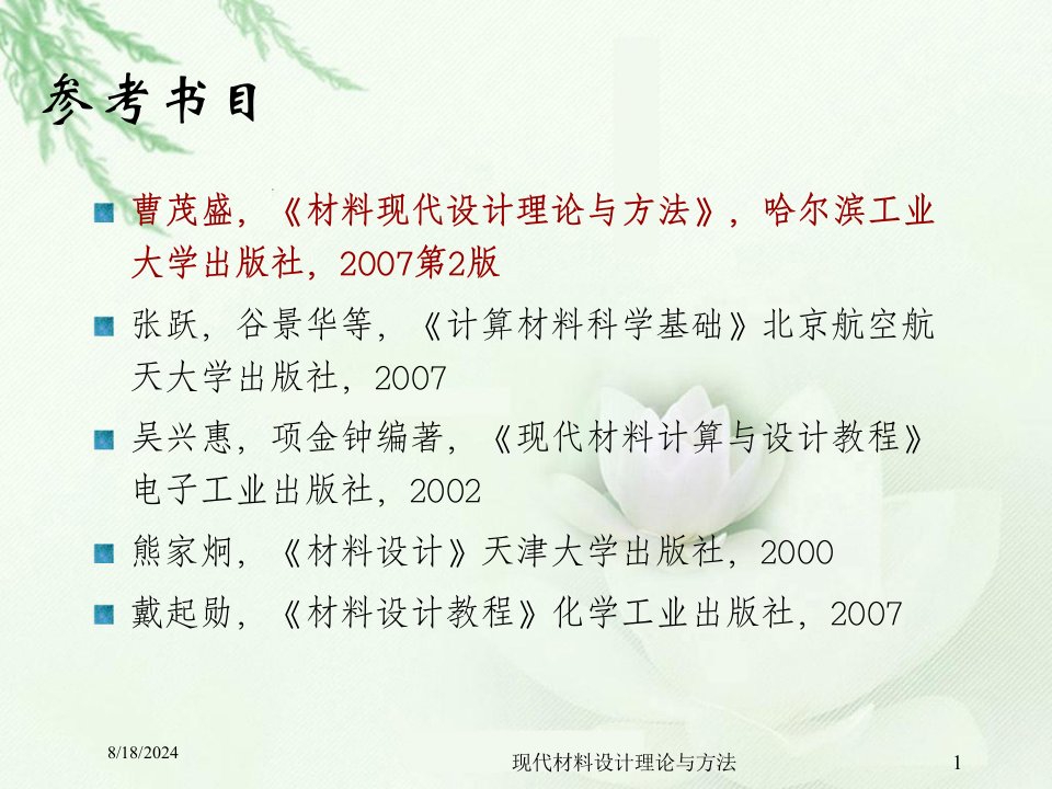 2020年现代材料设计理论与方法