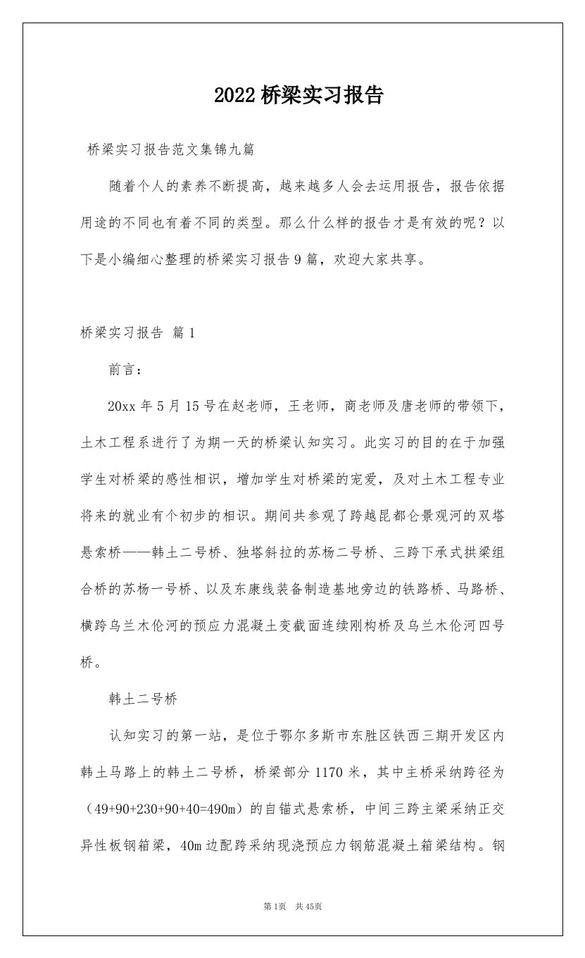 2022桥梁实习报告