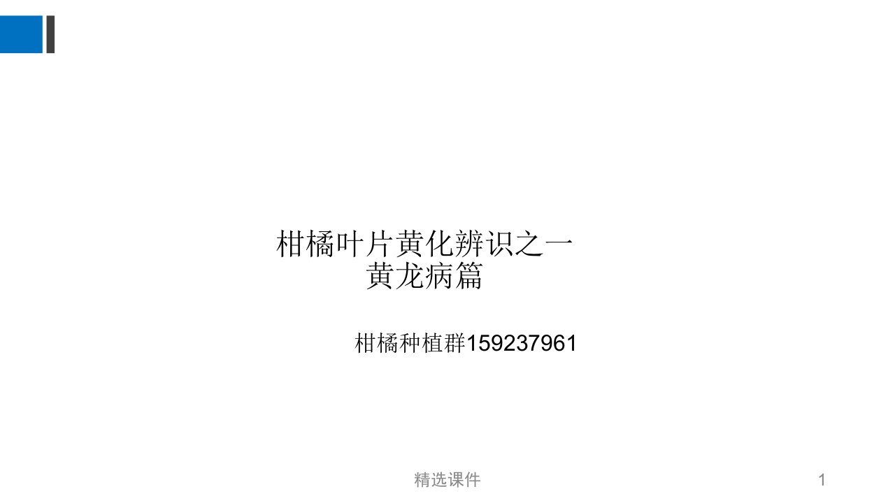 柑橘叶片黄化辨识之一：黄龙病篇