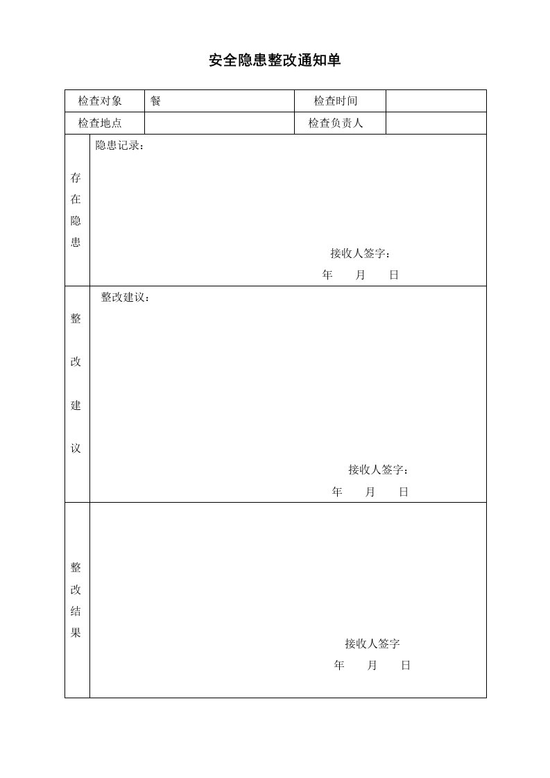 安全隐患整改通知单