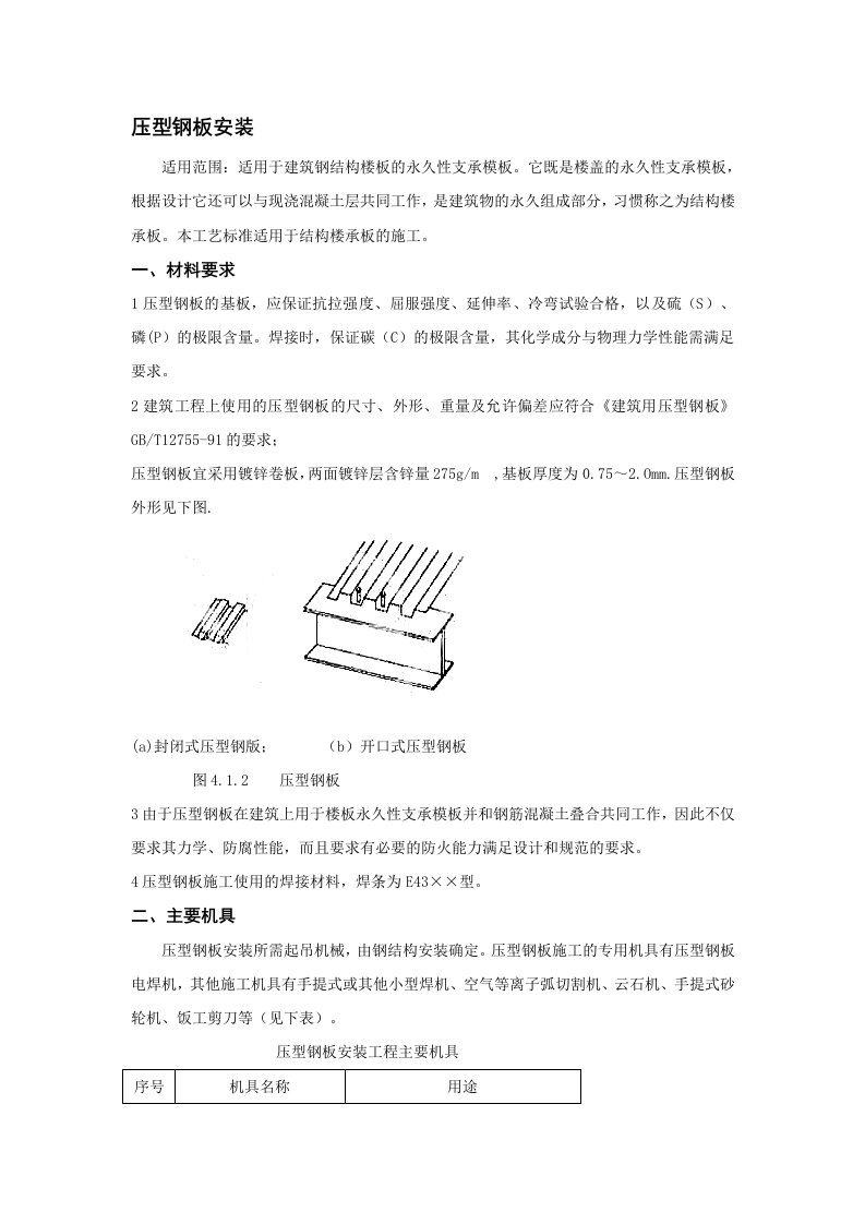 压型钢板安装技术交底记录大全