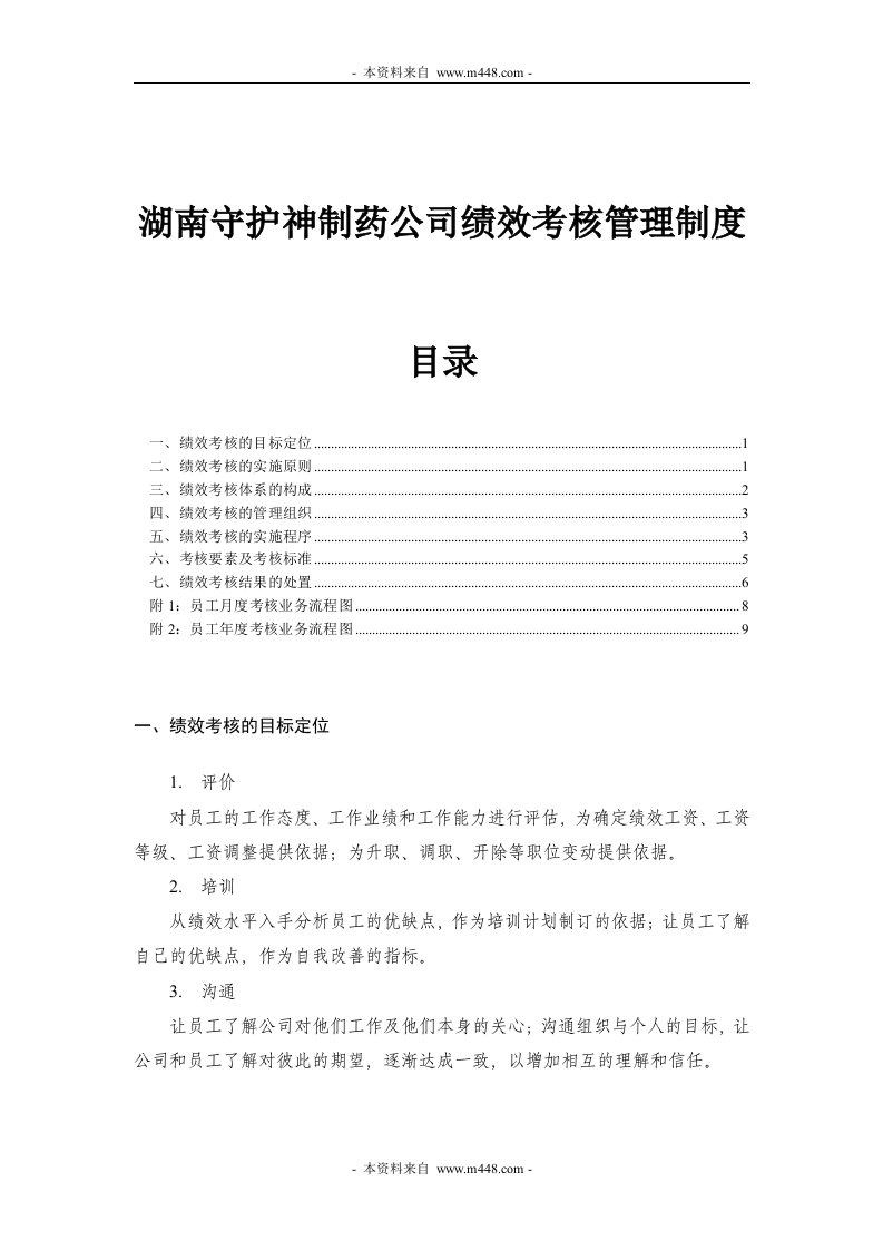 《湖南守护神制药公司绩效考核管理制度》(12页)-人事制度表格