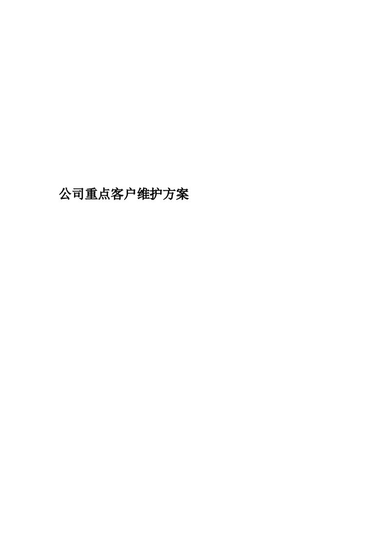 公司重点客户维护方案