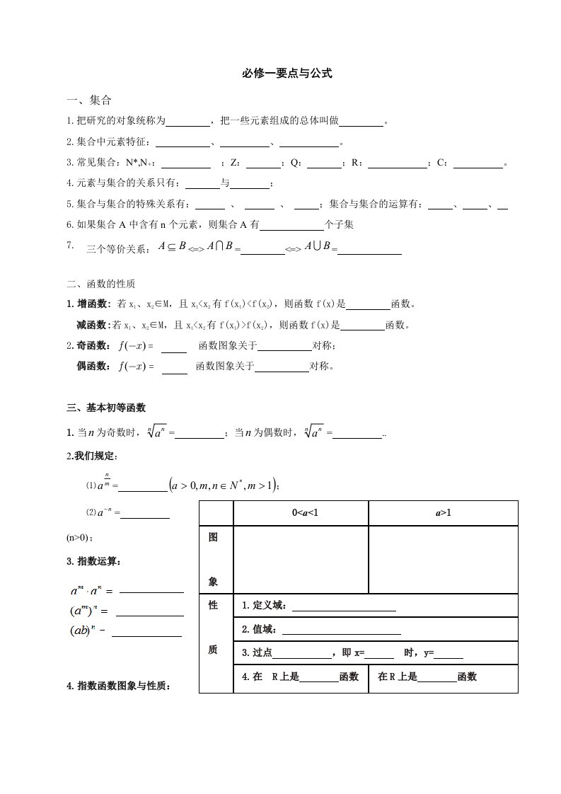 数学必修1-5公式(空白)