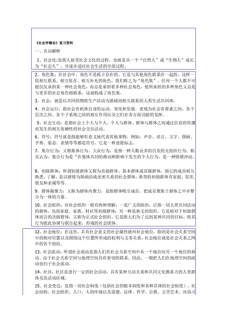 《社会学概论》复习资料