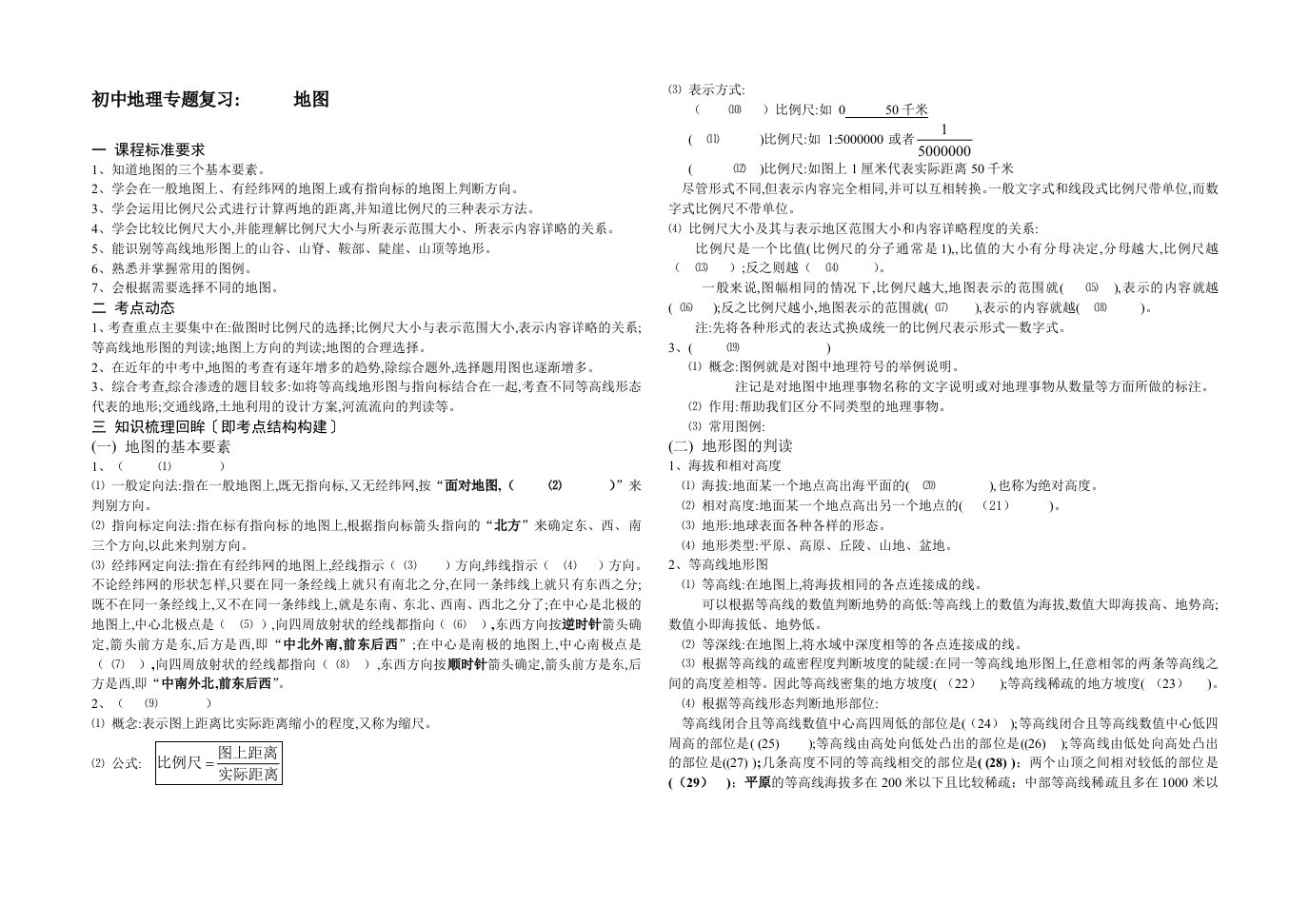 初中地理专题复习地图