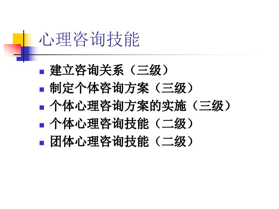 国家职业资格心理咨询员培训课程心理咨询技能三级