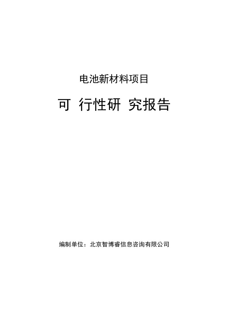 电池新材料项目可行性研究报告