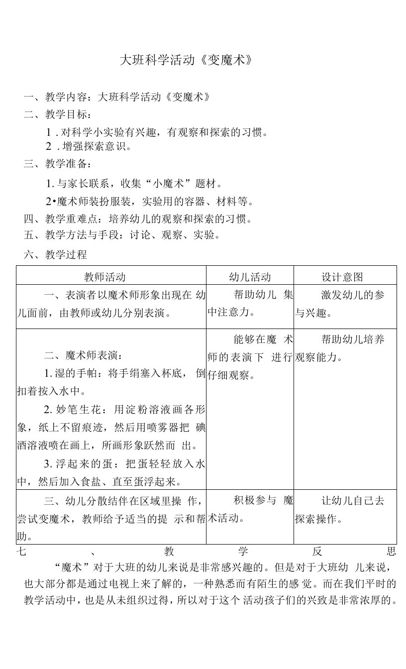 大班科学活动《变魔术》教案