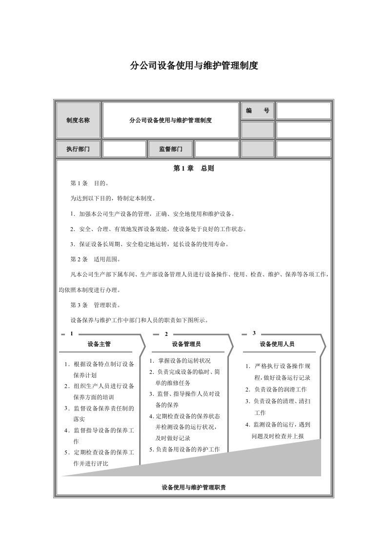 设备使用与维护管理制度