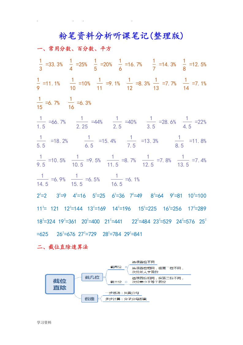 粉笔资料分析听课笔记(整理版)